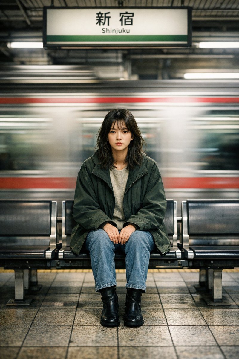 Cinematic Portrait of a Woman on a Train Platform 2