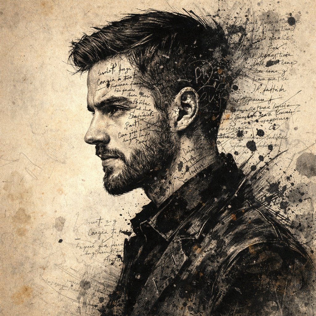 Intense Ink Sketch Portrait with Face Likeness 2