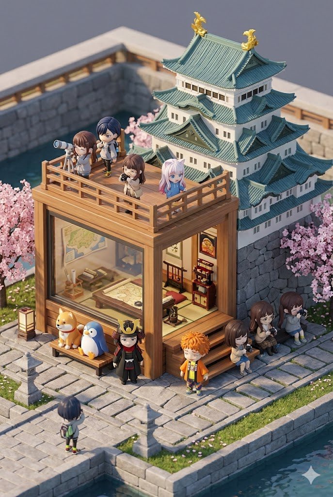 3D chibi miniature travel spot concept prompt 3
