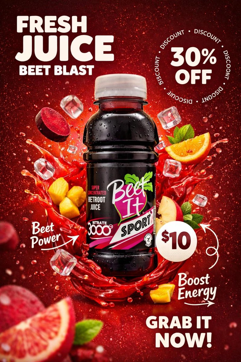 Product Photography Poster with Liquid Splash and Text Overlays 1
