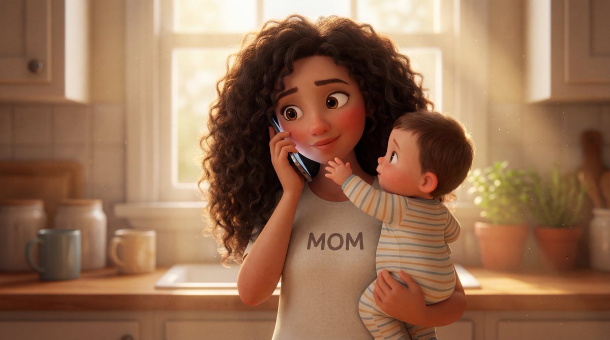 Stylized 3D Animated Mother Portrait 1