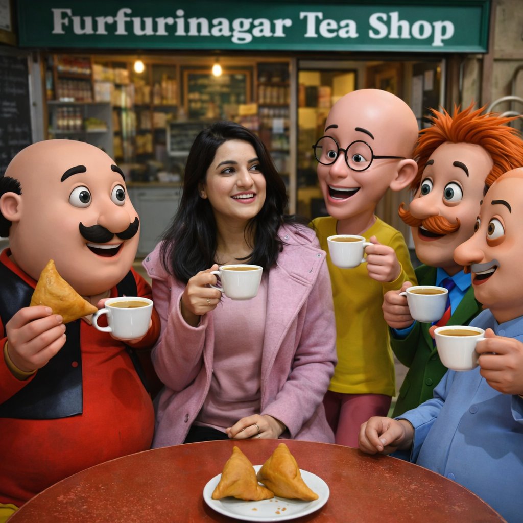 Motu Patlu Tea Shop Scene with Custom Face 1