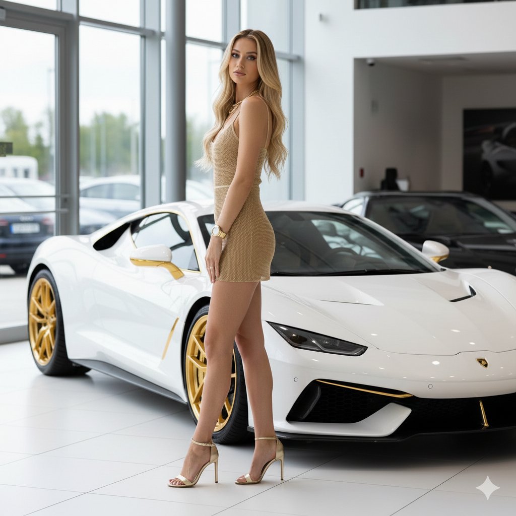 High-Fashion Supercar Showroom Portrait 2
