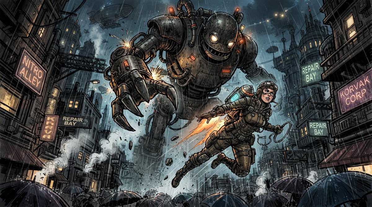 Dieselpunk Mech Action Scene 2