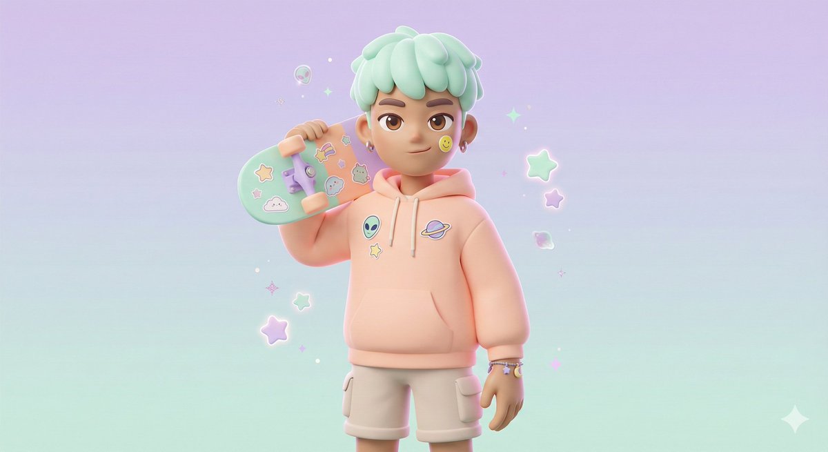 3D Polished Character Portrait (Pastel Anime Style) 4