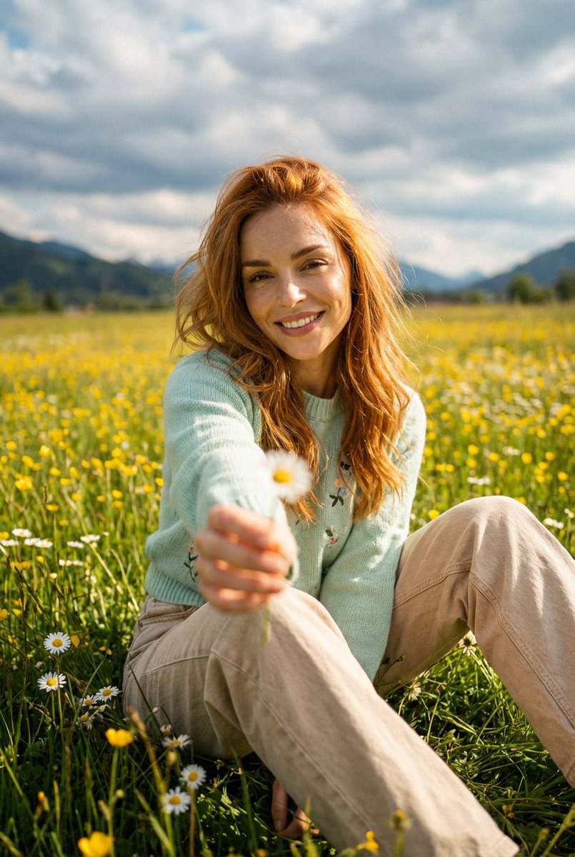 Cinematic Portrait in a Sunlit Meadow 3