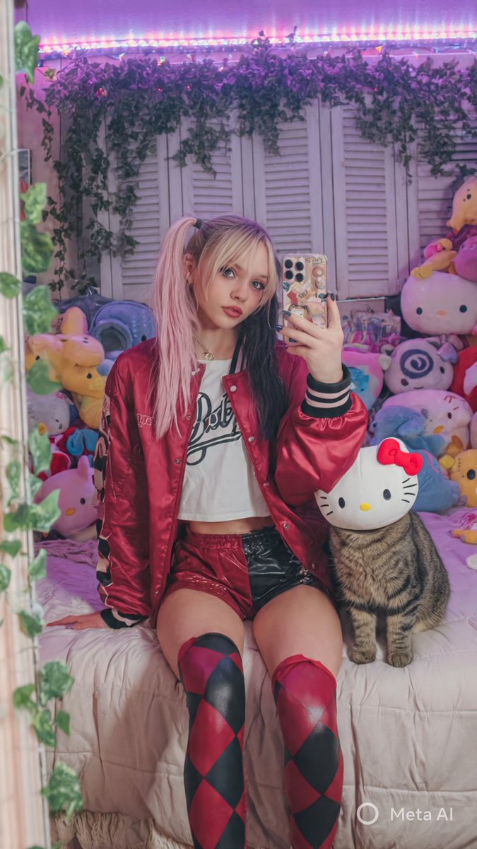 E-Girl Mirror Selfie with Cat Prompt 2