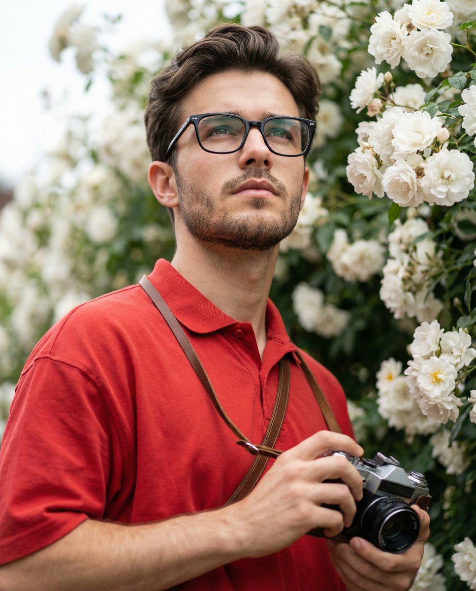 Ultra-Realistic Portrait with Vintage Camera and Flowers 2