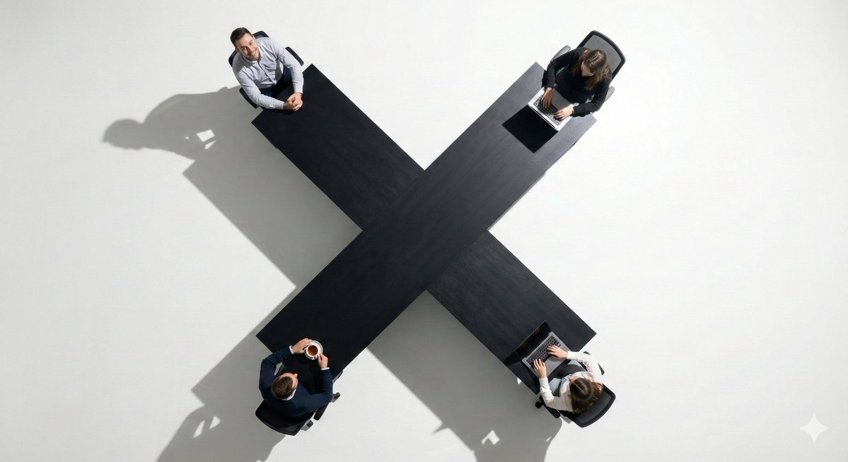 Top-Down Flat Lay of Custom-Shaped Conference Table