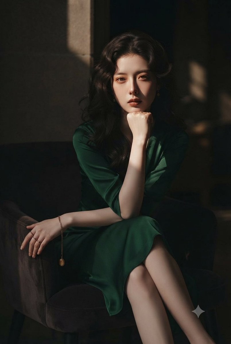 Emerald Silk Fashion Portrait 4