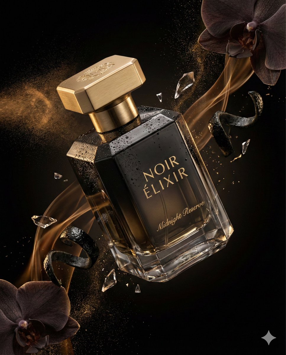 Luxury Perfume Commercial Render Prompt (NOIR ÉLIXIR) 1