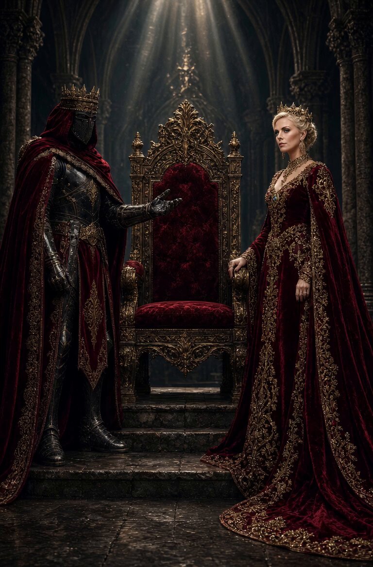 Gothic Cathedral Knight King Scene