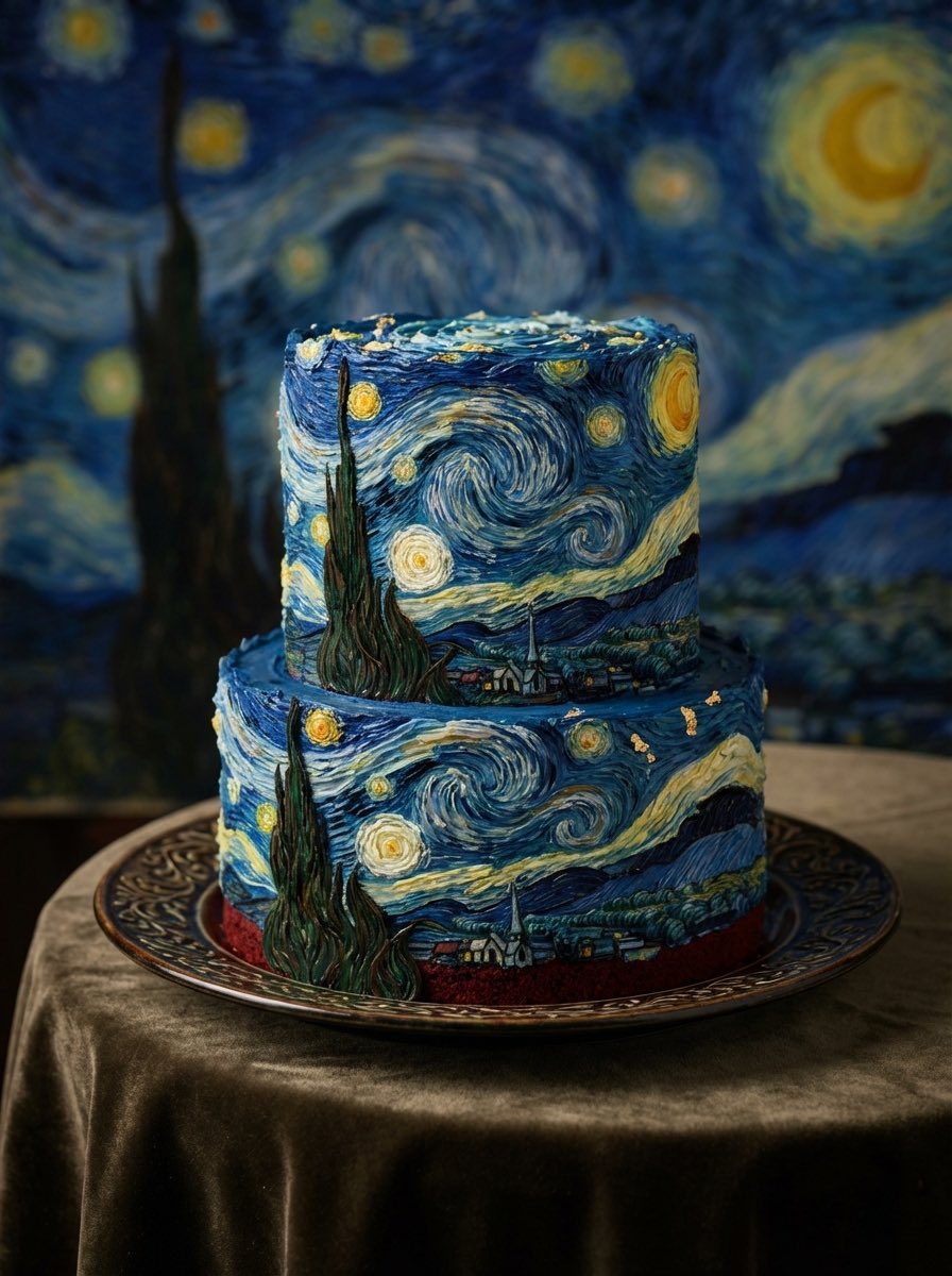 Red Velvet Cake Painting Recreation Food Photography Prompt 2