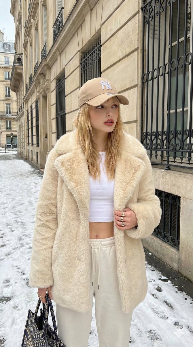 Street Style Fashion Photo in Snowy European City 1