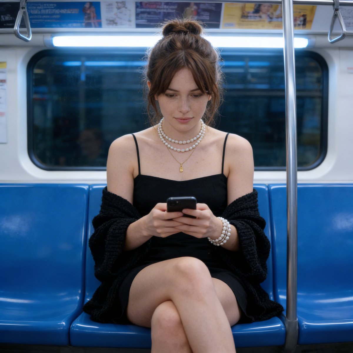 Candid Photograph of Woman on Subway 1