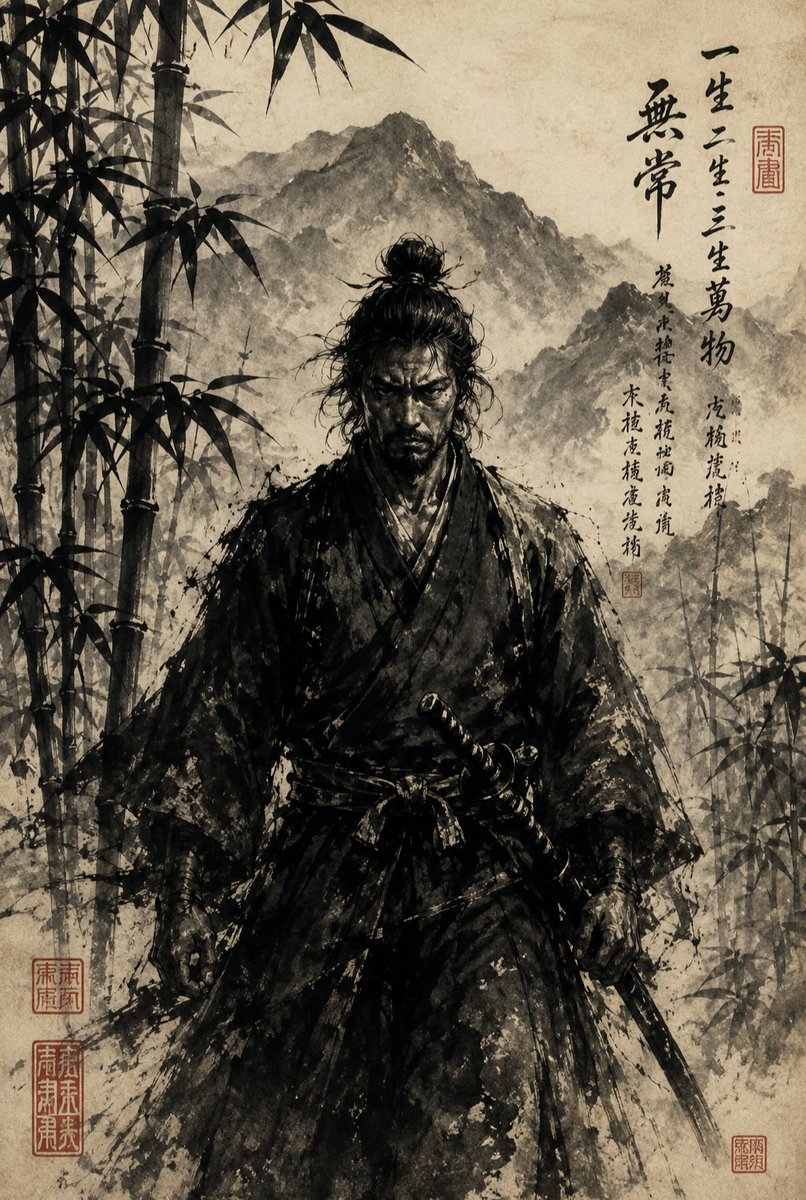 Ink-Wash Samurai Landscape 2