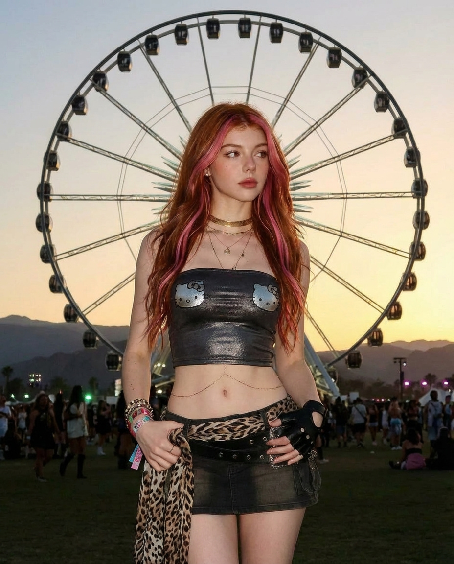 Photorealistic Music Festival Portrait at Sunset 2
