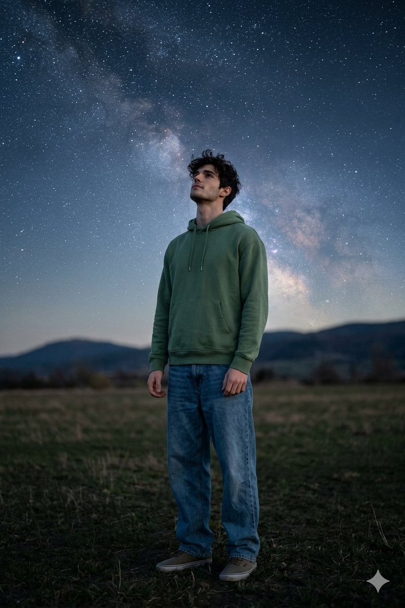 Man Under Starry Sky Cinematic Prompt 1