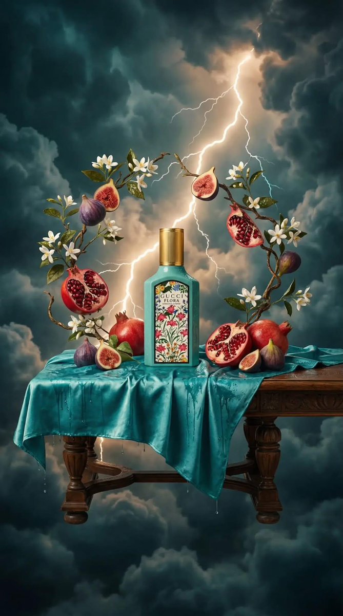 Surreal Baroque Still Life Perfume Ad Prompt 1