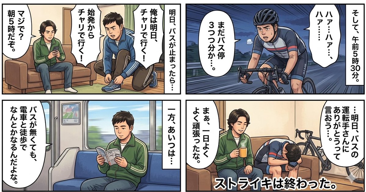 Four-Panel Manga Generation: If the Bus Stops Tomorrow 1