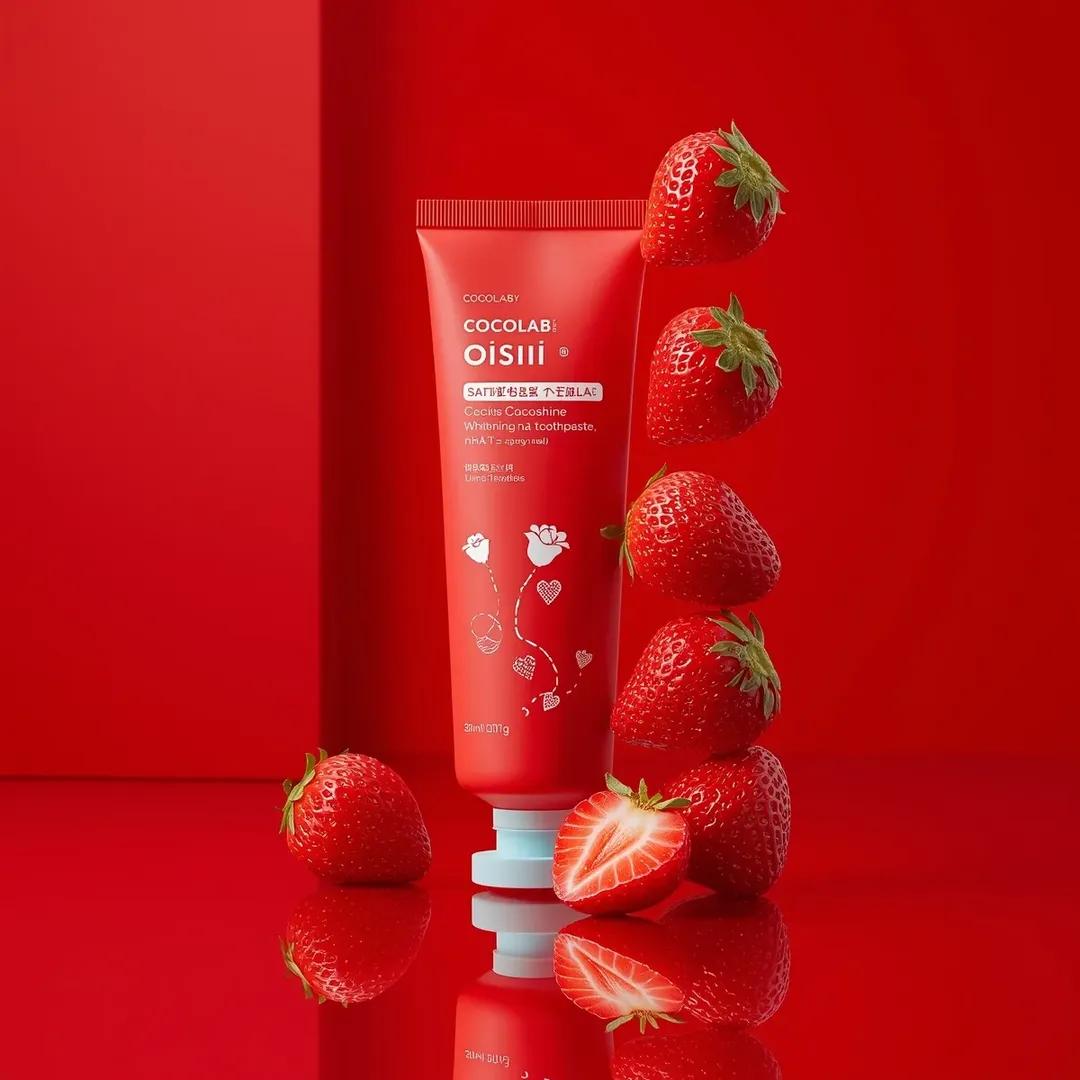 Premium Cosmetic Product Ad for Strawberry Toothpaste 3