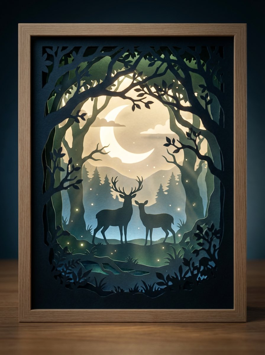 3D paper cut light box illustration framework 2