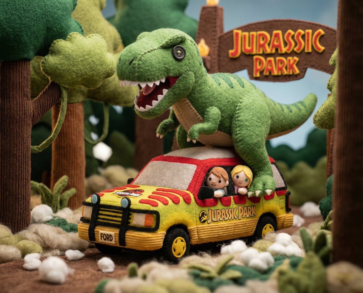 Whimsical Plush Toy Diorama of Little Red Riding Hood 3