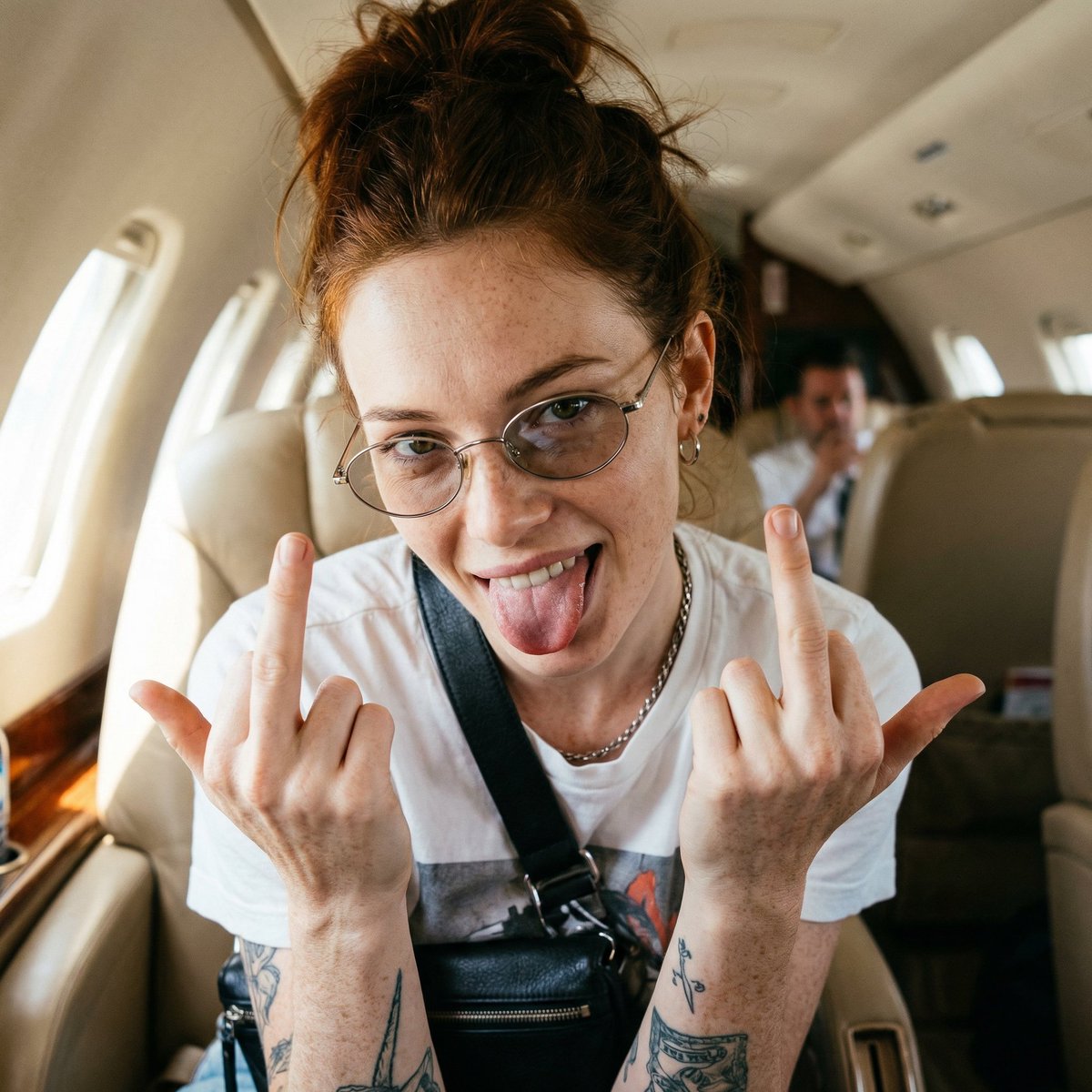 Unfiltered Paparazzi-Style Portrait in a Private Jet 2