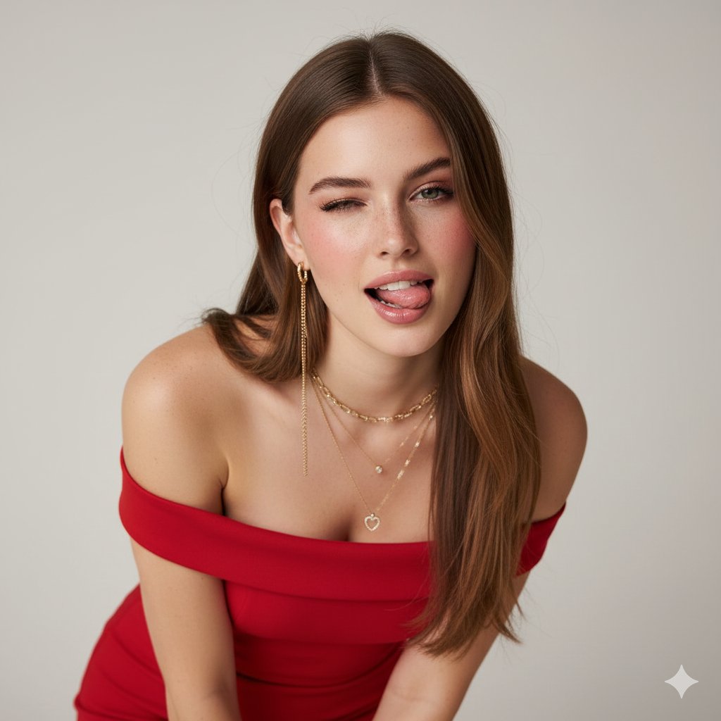 Ultra-Realistic Studio Portrait with Playful Expression 1