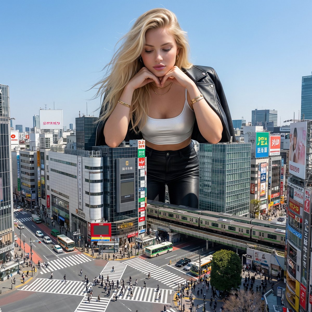 Surreal Giant Woman Over Tokyo Shibuya Crossing 2