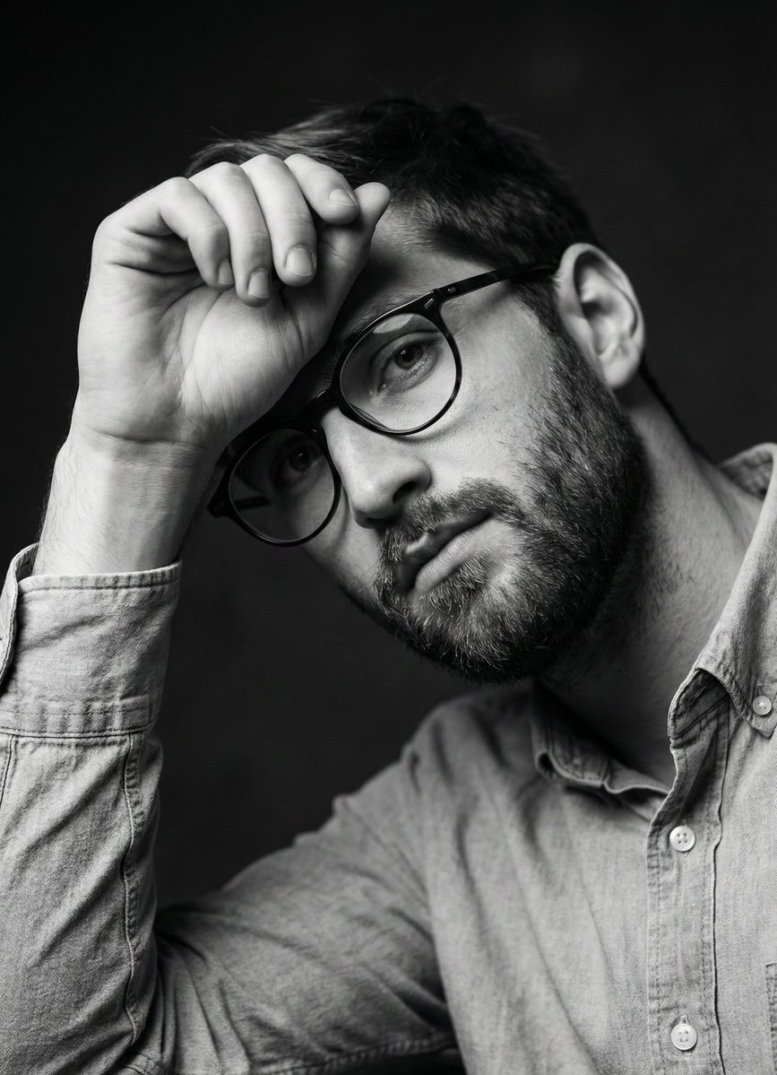 High-Contrast Black and White Portrait Prompt 2