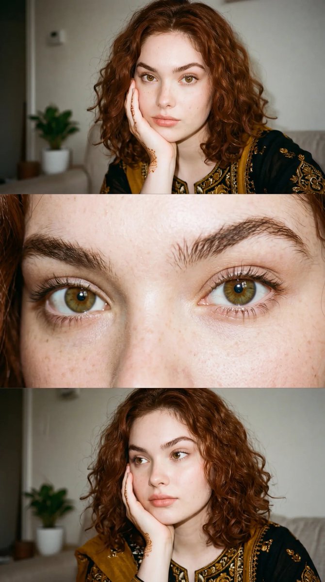 35mm Film Aesthetic Triple-Panel Portrait 2