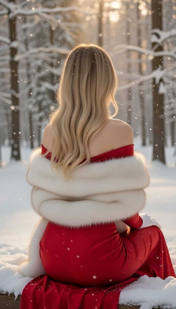Luxurious Winter Portrait in Red and White 3