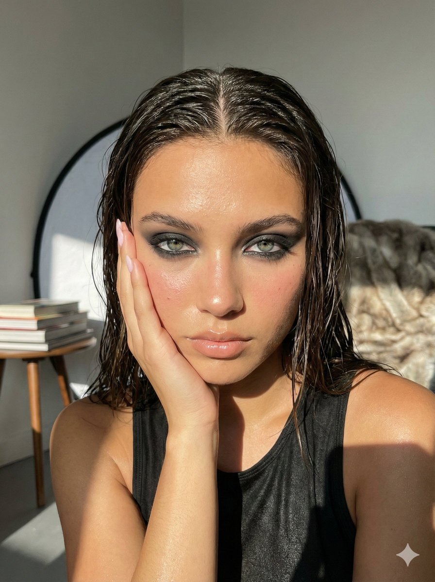 Ultra-Photorealistic Wet-Skin Beauty Portrait Prompt 2
