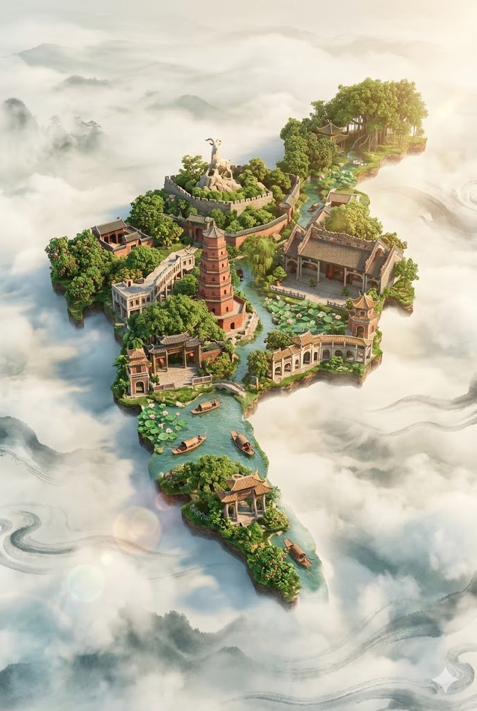 Floating Sky Castle Digital Art Poster Prompt 4