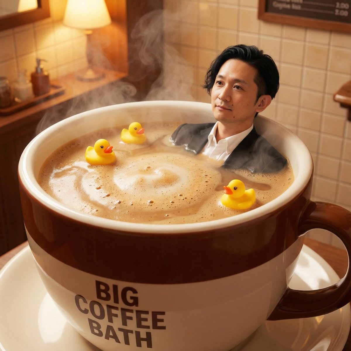 Giant Coffee Cup Bath Image Prompt 1