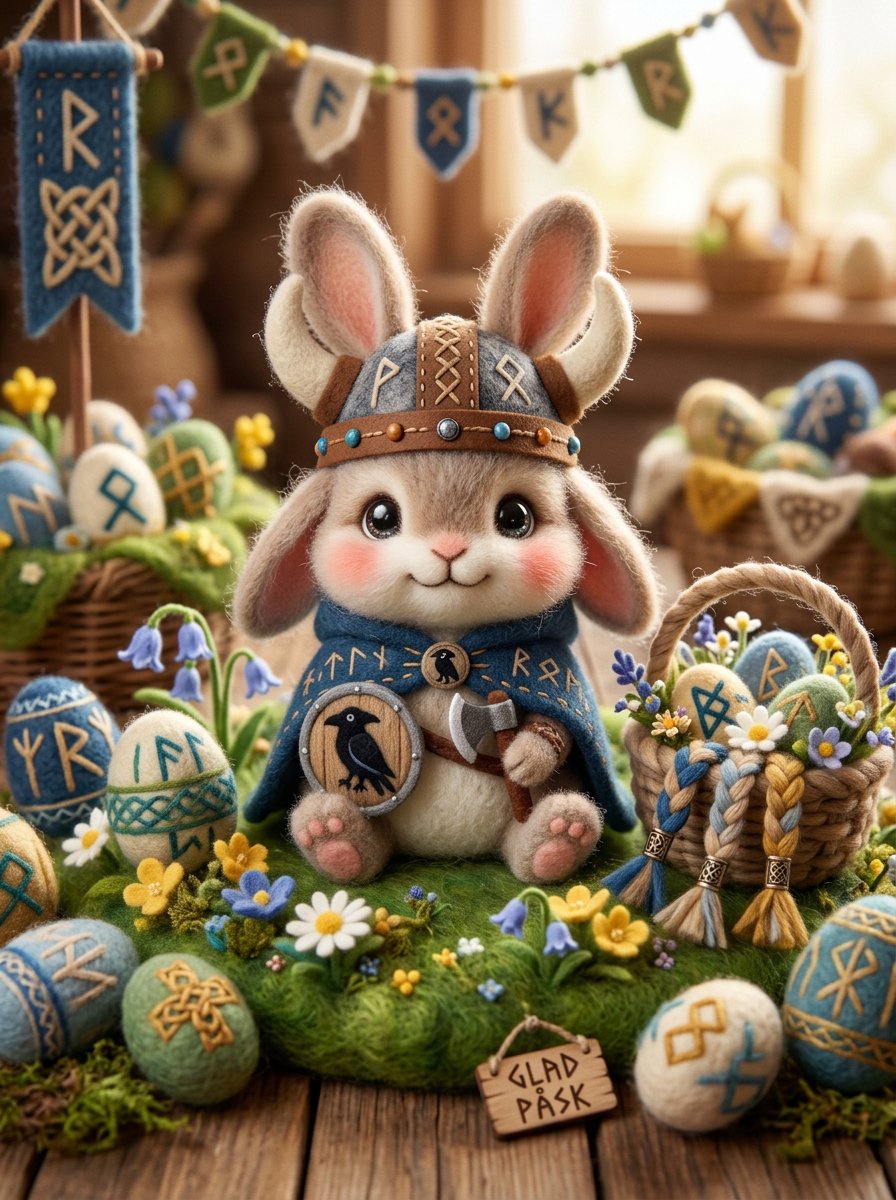 Kawaii Felt Easter Bunny with Customizable Outfit 4