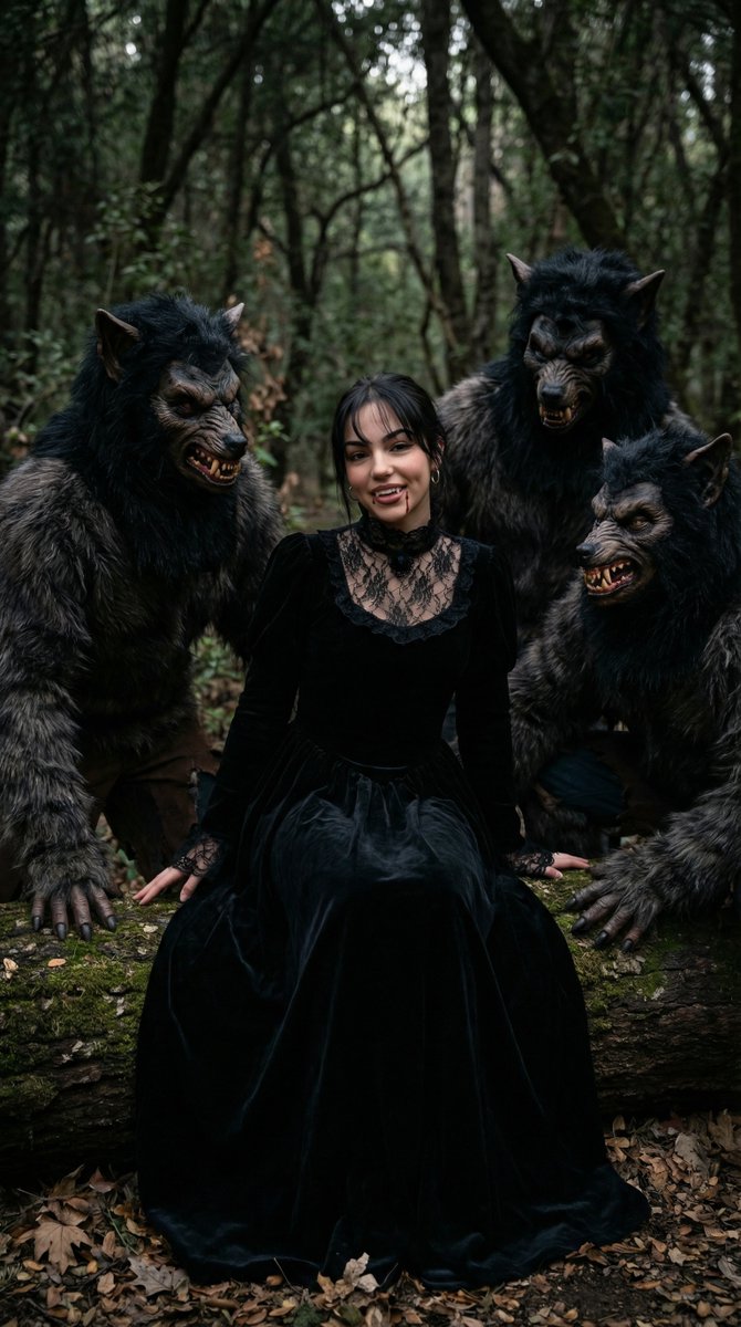 Detailed Character Prompt: Vampire Girl with Werewolves 1