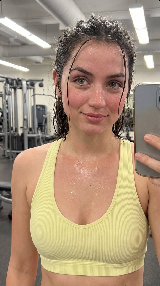 Ana de Armas Post-Workout Gym Selfie Portrait 3