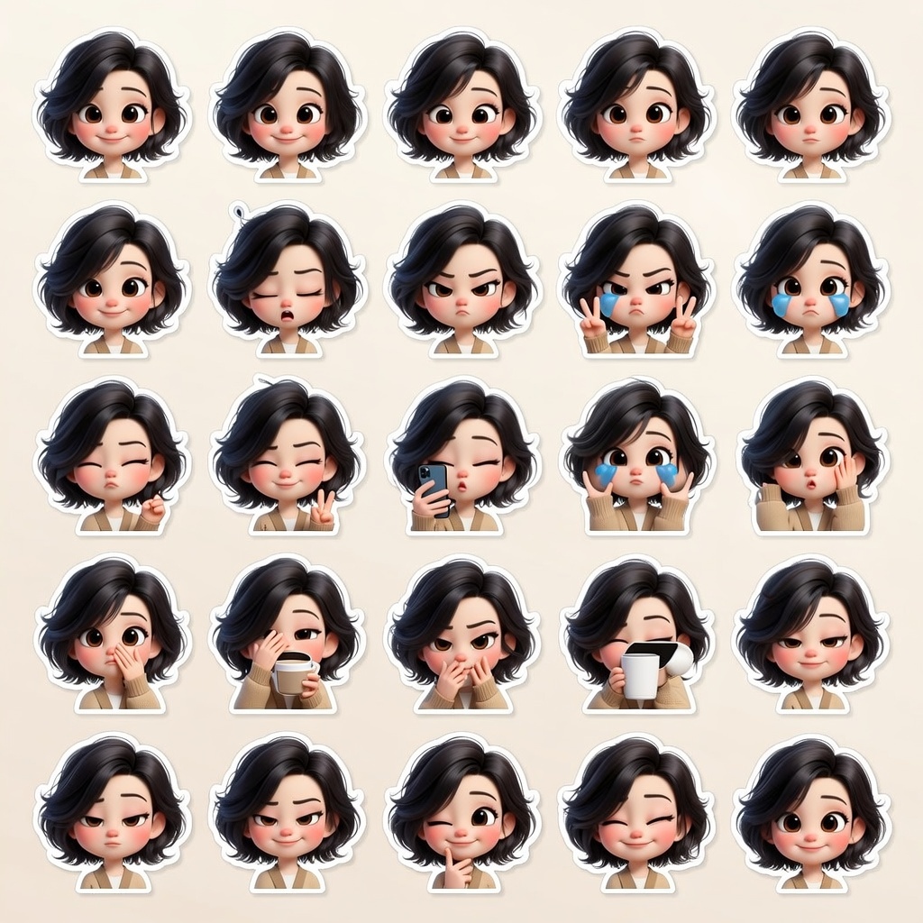 3D Pixar-Style Sticker Pack Generation from Reference Image 2