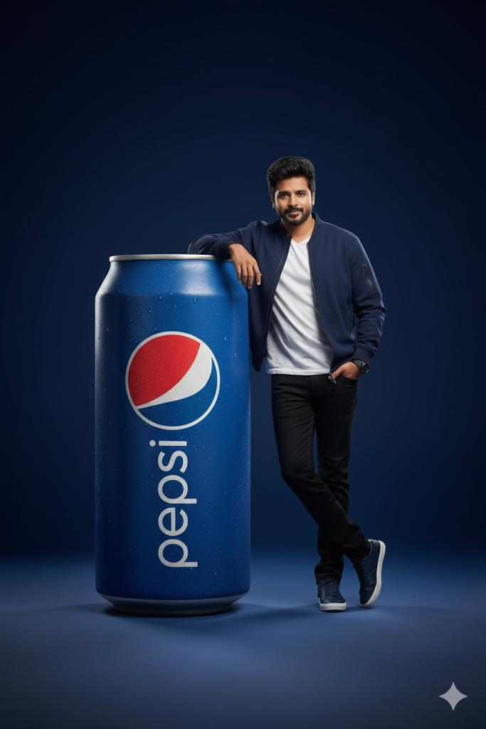 Hyper-realistic Studio Portrait with Oversized Product Integration (Sprite) 4