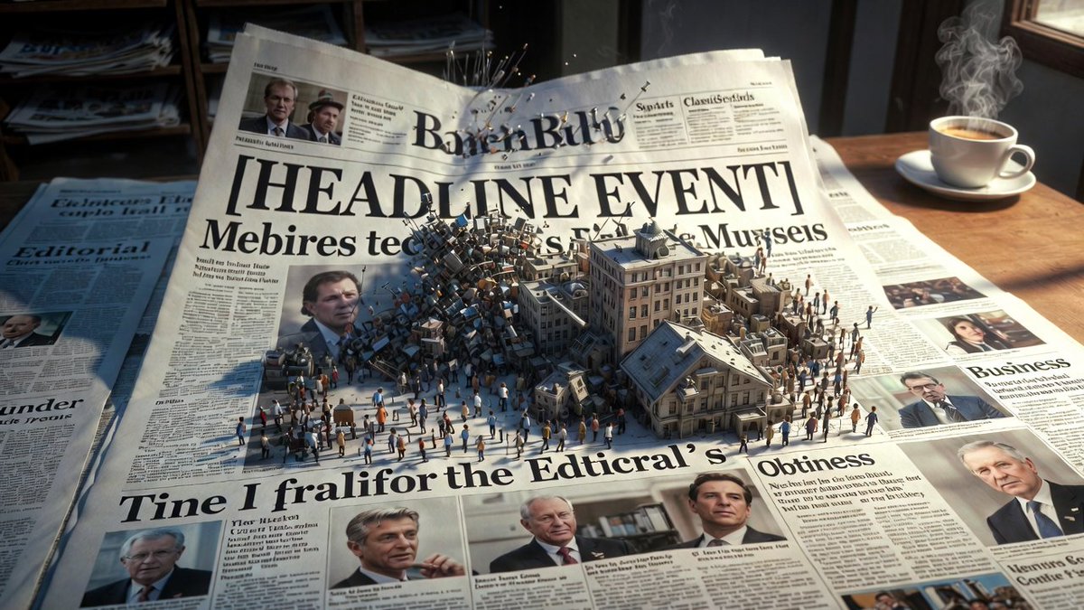 Newspaper Mid-Unfold Diorama Prompt 1