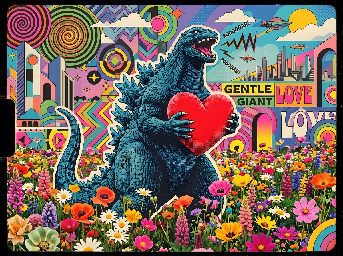 Godzilla in a Flower Field 1