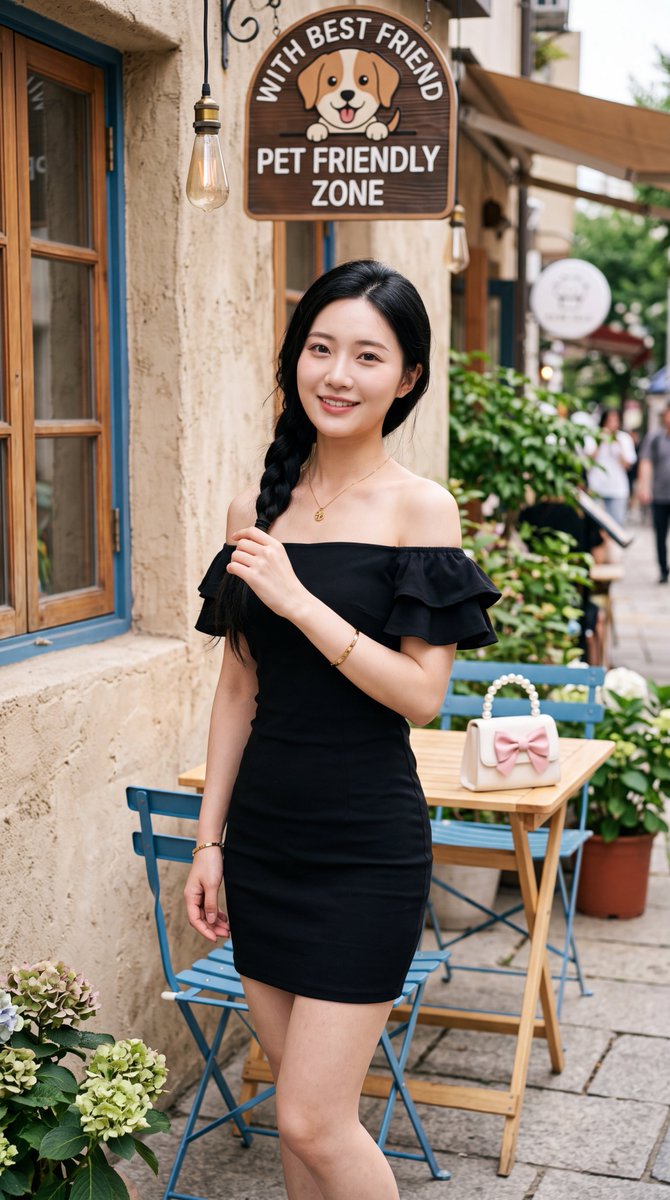 East Asian Woman at Outdoor Café 1