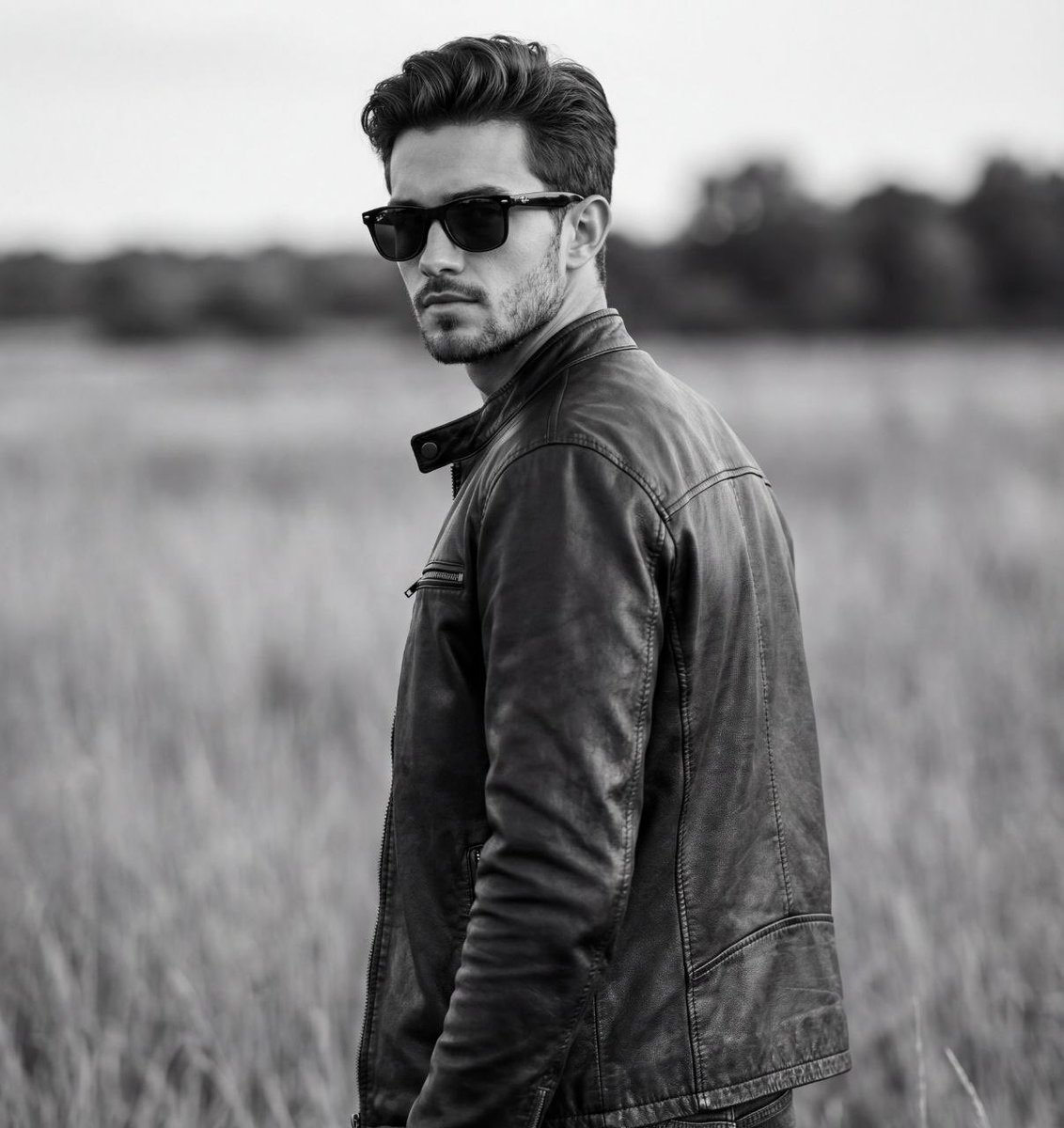 Cinematic Black and White Biker Portrait 1