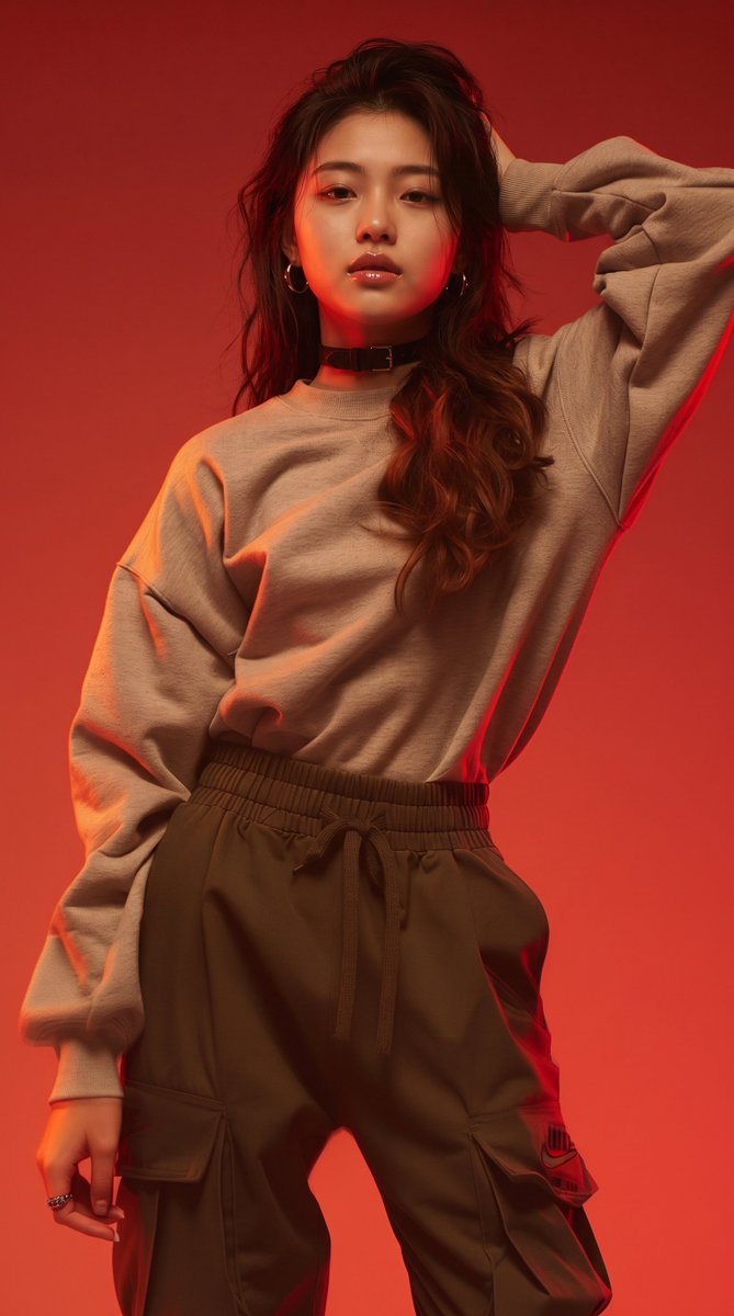 Monochromatic Red Studio Portrait