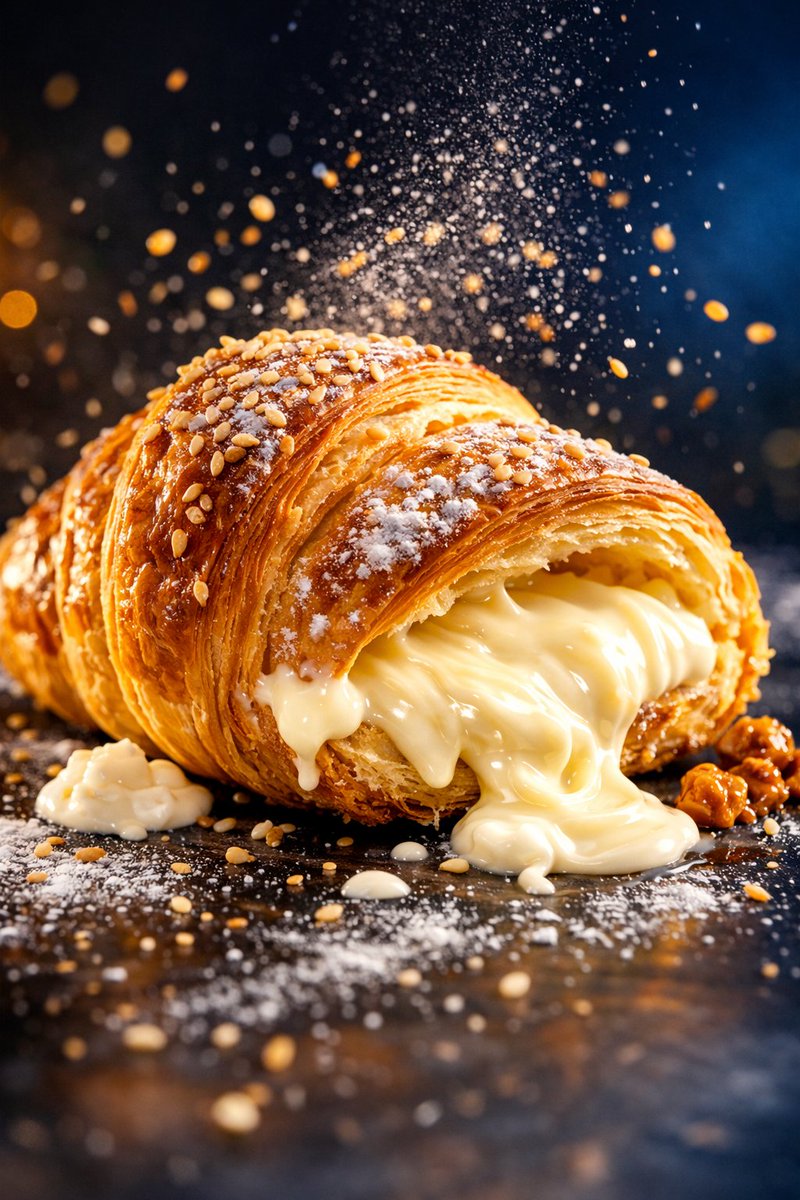 Hyper-Realistic Food Photography of Creamy Croissant 3