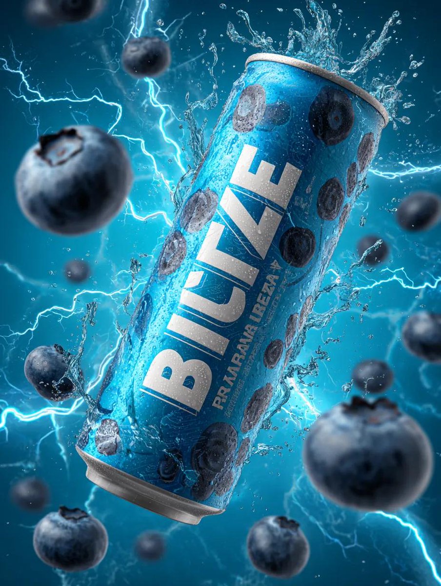 Energy Drink Can with Green Apple Splash and Neon Lightning 3