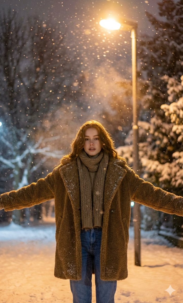Nighttime Winter Scene with Strict Face Identity Lock 1