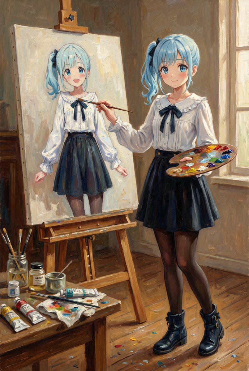 Reference Character Painting Self-Portrait in Oil Style 1
